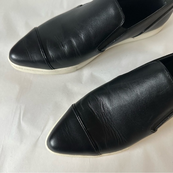 Vince Paeyre Black Leather Cap Toe Slip On Pointed Toe Sneakers - Picture 8 of 10